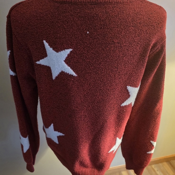 HOLIDAY TIME Long Sleeve Round Neck Sweater White Stars Womens with Sequins XL - Picture 3 of 8